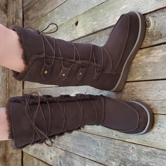 *LAST PAIR* Aussie Marino 5M Tasman Australian wool high calf lace up boot #1167 - Picture 1 of 6